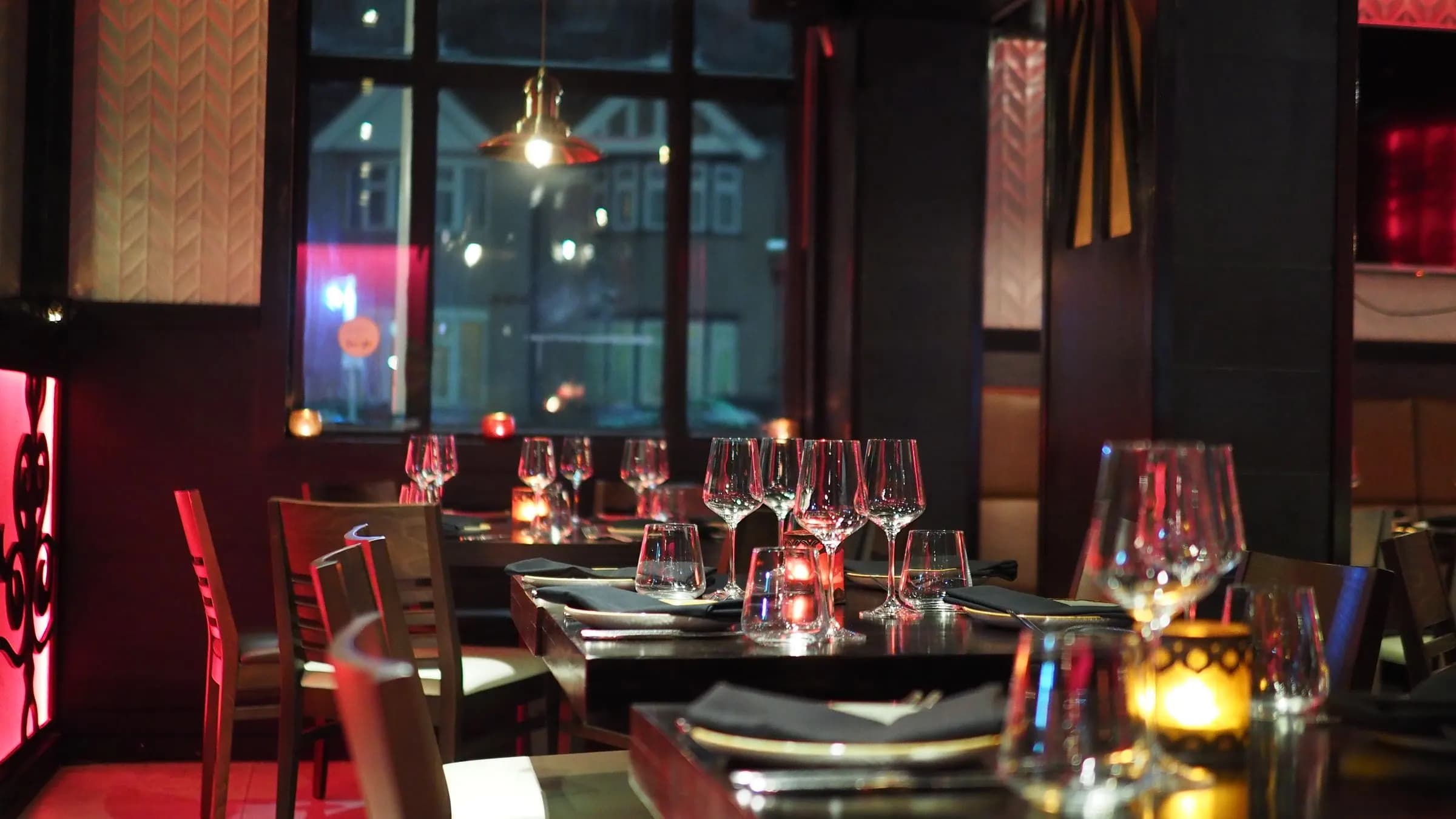 Candlelit restaurant interior